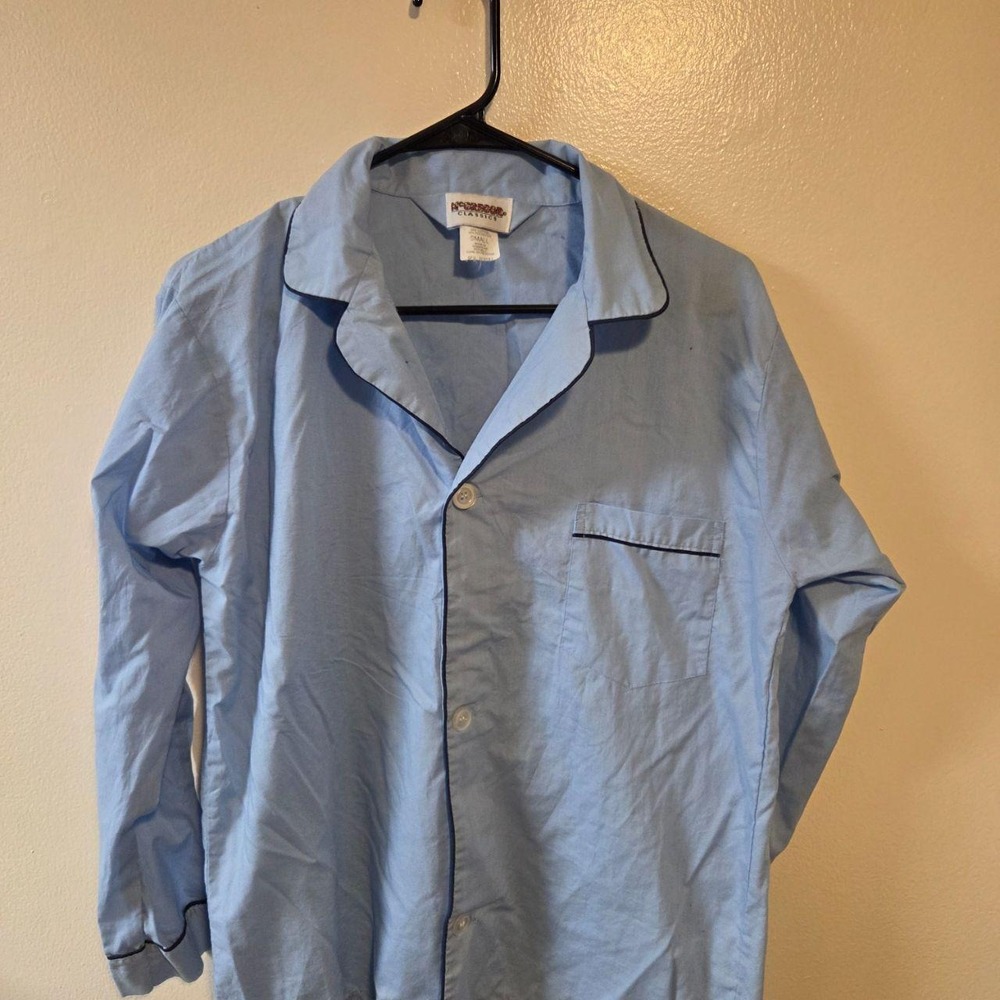 McGregor Classics Mens Blue Pajama Top Button Front Long Sleeve Small Sleep Shir